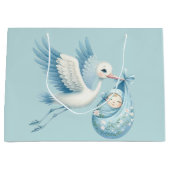Baby Boy Stork Große Geschenktüte (Vorderseite)