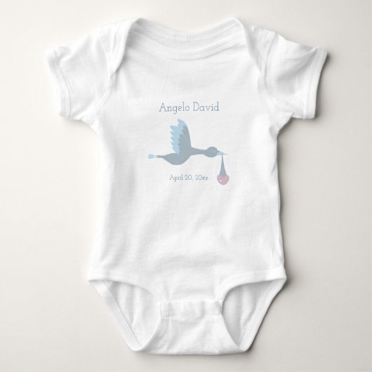 Baby Boy Stork mit Blue Sky und Wolken Baby Strampler (Vorderseite)
