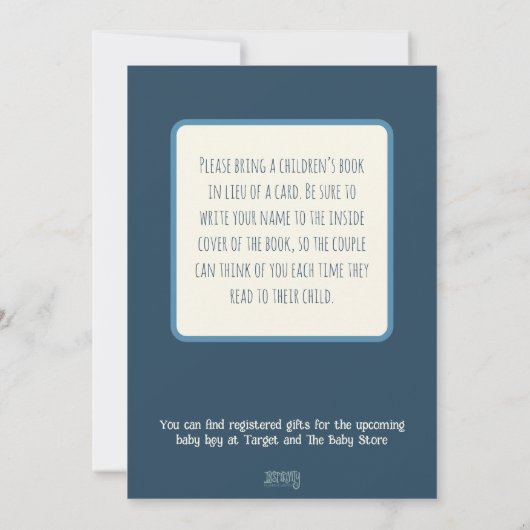 Baby Boy Stork Niedlich Inspirivity Baby Dusche Einladung (Rückseite)