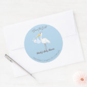 Baby Boy Stork Rabbit Save the Date Runder Aufkleber (Umschlag)
