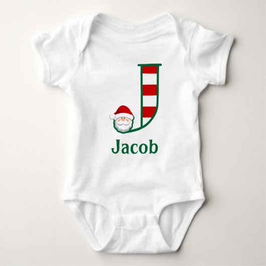 Baby Boy Striped Santa Christmas Bodysuit Brief J Baby Strampler (Vorderseite)