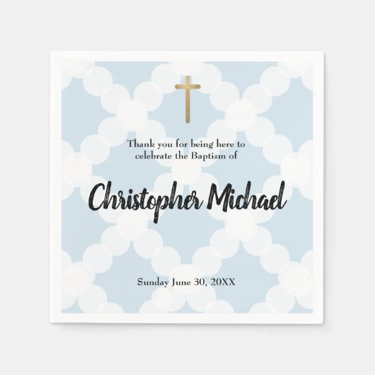 Baby Boy Taufe blau-weiße Kreismuster Serviette (Vorderseite)