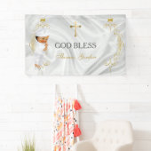 Baby Boy Taufe Christening Gold Cross Banner (Insitu)