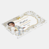 Baby Boy Taufe Christening White & Gold Cross Gästebuch (Ecke)