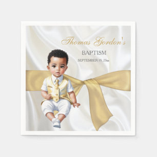 Baby Boy Taufe Christening White & Gold Serviette