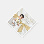 Baby Boy Taufe Christening White & Gold Serviette (Ecke)