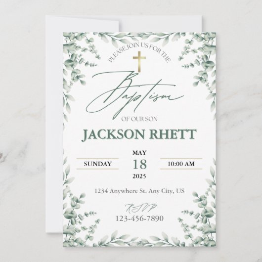 Baby Boy Taufe Einladung (Vorderseite)