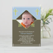 Baby Boy Taufe Foto Pauschaleinladung Einladung (Stehend Vorderseite)