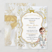 Baby Boy Taufe Kommune Christening Bibel Einladung (Vorne/Hinten)