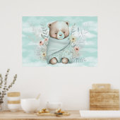 Baby Boy Teddy Bär in einer Decke Poster (Küche)