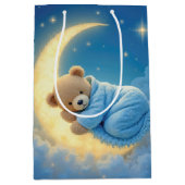 Baby Boy Teddy Bear auf dem Mond Mittlere Geschenktüte (Vorderseite)