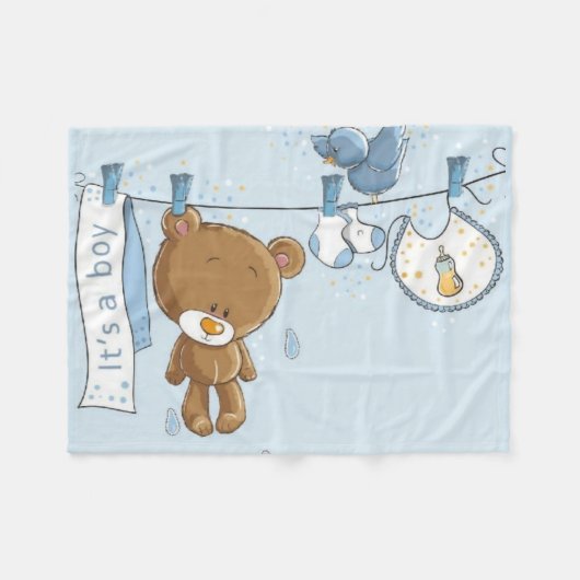 Baby Boy Teddy Bear Baby Blanket Fleecedecke (Vorderseite (Horizontal))