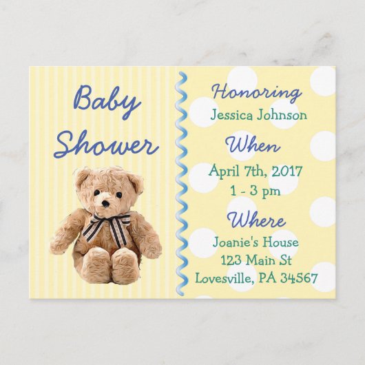 Baby Boy Teddy Bear Baby Shower Einladung (Vorderseite)