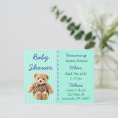 Baby Boy Teddy Bear Baby Shower Einladung (Stehend Vorderseite)