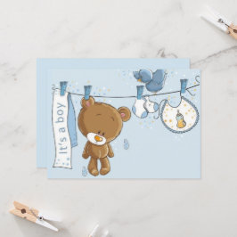 Baby Boy Teddy Bear Babywirbel Kissen Einladung