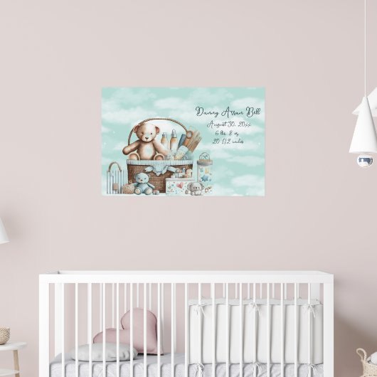 Baby Boy Teddy Bear Basket of Toys Poster (Kinderzimmer 2)
