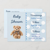 Baby Boy Teddy Bear Blue Baby Dusche Einladung (Vorne/Hinten)