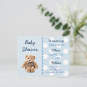 Baby Boy Teddy Bear Blue Baby Dusche Einladung (Stehend Vorderseite)