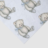 Baby Boy Teddy Bear Blue Watercolor Geschenk Seidenpapier (Detail)