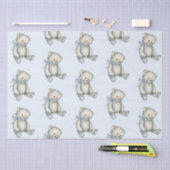 Baby Boy Teddy Bear Blue Watercolor Geschenk Seidenpapier (Handwerk)