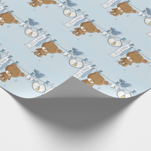 Baby Boy Teddy Bear Geschenkpapier (Ecke)
