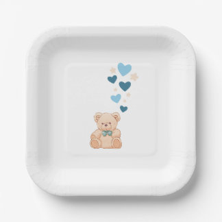 Baby Boy Teddy Bear Party Plates Pappteller