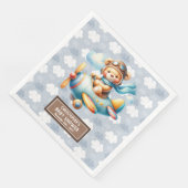 Baby Boy Teddy Bear Pilot Napkins Custom Serviette (Ecke)