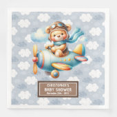 Baby Boy Teddy Bear Pilot Napkins Custom Serviette (Vorderseite)