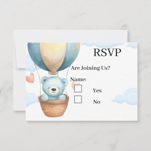 Baby Boy Teddy Bear RSVP Cards  Karte (Vorderseite)