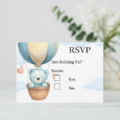 Baby Boy Teddy Bear RSVP Cards  Karte (Stehend Vorderseite)