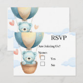 Baby Boy Teddy Bear RSVP Cards  Karte (Vorne/Hinten)