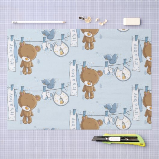 Baby Boy Teddy Bear Seidenpapier (Handwerk)