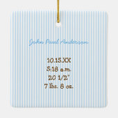 Baby Boy Tiny T-Shirt Foto Ornament mit Geburtssta (Rückseite)