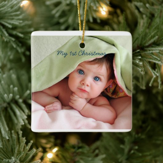 Baby Boy Tiny T-Shirt Foto Ornament mit Geburtssta (Baum)