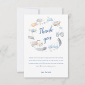 Baby Boy Transportwagen Kinderdusche Dankeskarte (Vorderseite)