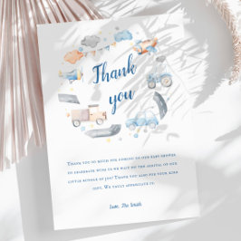 Baby Boy Transportwagen Kinderdusche Dankeskarte