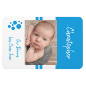 Baby Boy Traum wird in Blau und Weiß Foto Magnet (Horizontal)