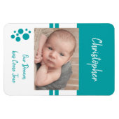 Baby Boy Traum wird wahr Aqua und Weiß Foto Magnet (Horizontal)