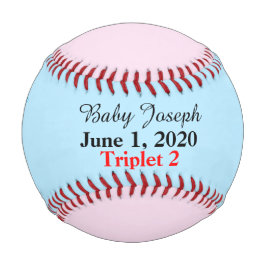 Baby Boy Triplet Birth Stats Blue Pink Baseball