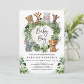 Baby Boy Tropical Jungle Safari Animals Dusche Einladung (Stehend Vorderseite)