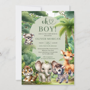 Baby Boy Tropical Jungle Safari Animals Dusche Einladung