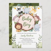 Baby Boy Tropical Jungle Safari Animals Dusche Einladung (Vorne/Hinten)