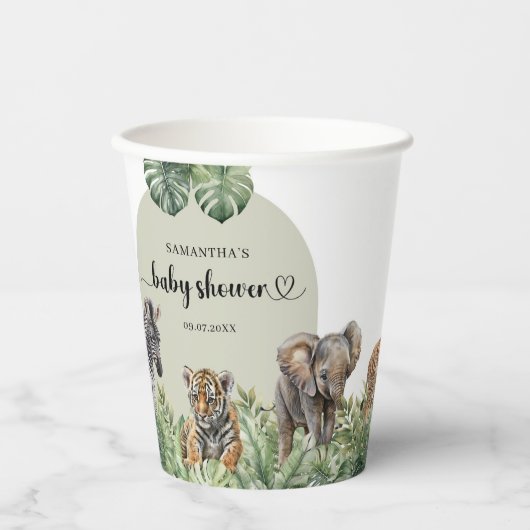 Baby Boy Tropical Jungle Safari Animals Dusche Pappbecher (Vorderseite)