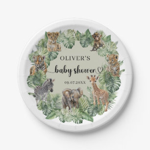 Baby Boy Tropical Jungle Safari Animals Dusche Pappteller