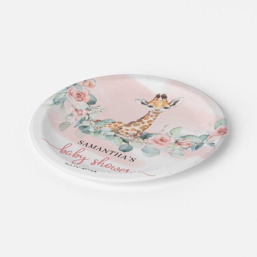 Baby Boy Tropical Jungle Safari Animals Dusche Pappteller (Schrägansicht)