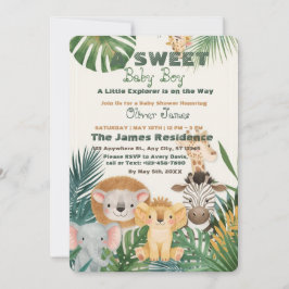 Baby Boy Tropical Jungle Safari Shower Invitation Einladung