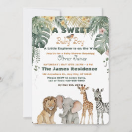 Baby Boy Tropical Jungle Safari Shower Invitation Einladung