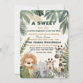 Baby Boy Tropical Jungle Safari Shower Invitation Einladung