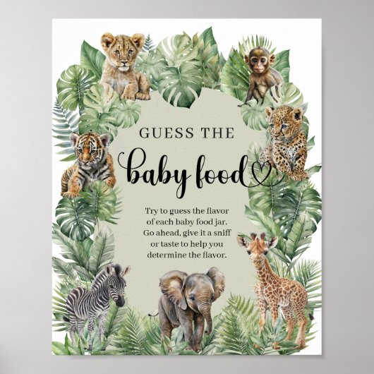Baby Boy Tropical Jungle Safari The Baby Food Game Poster (Vorne)