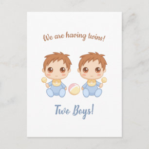 Baby Boy Twins Ankündigung Postkarte